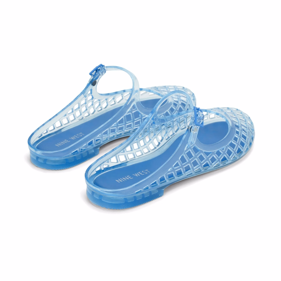 Yunny Jelly Mule Flats – Hellblau