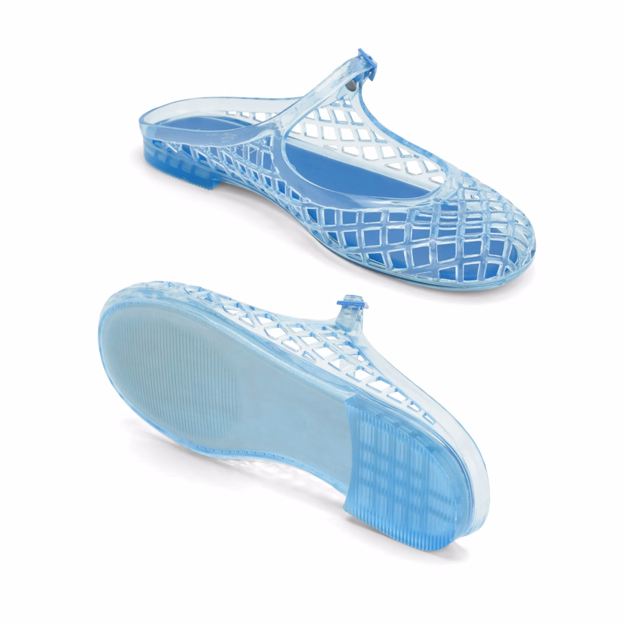 Yunny Jelly Mule Flats – Hellblau