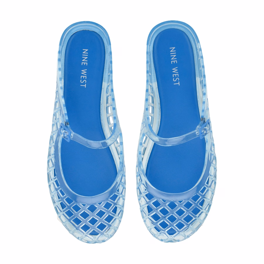 Yunny Jelly Mule Flats – Hellblau
