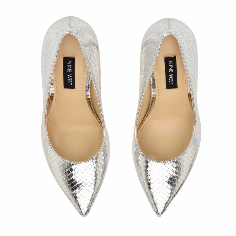 Tatiana Pumps Mit Spitzer Zehenpartie – Silbernes Schlangenmuster