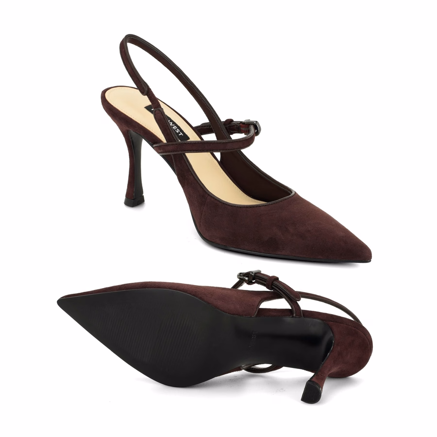 Amelap Mary Jane Slingback-Pumps Aus Leder – Burgunderrotes Wildleder