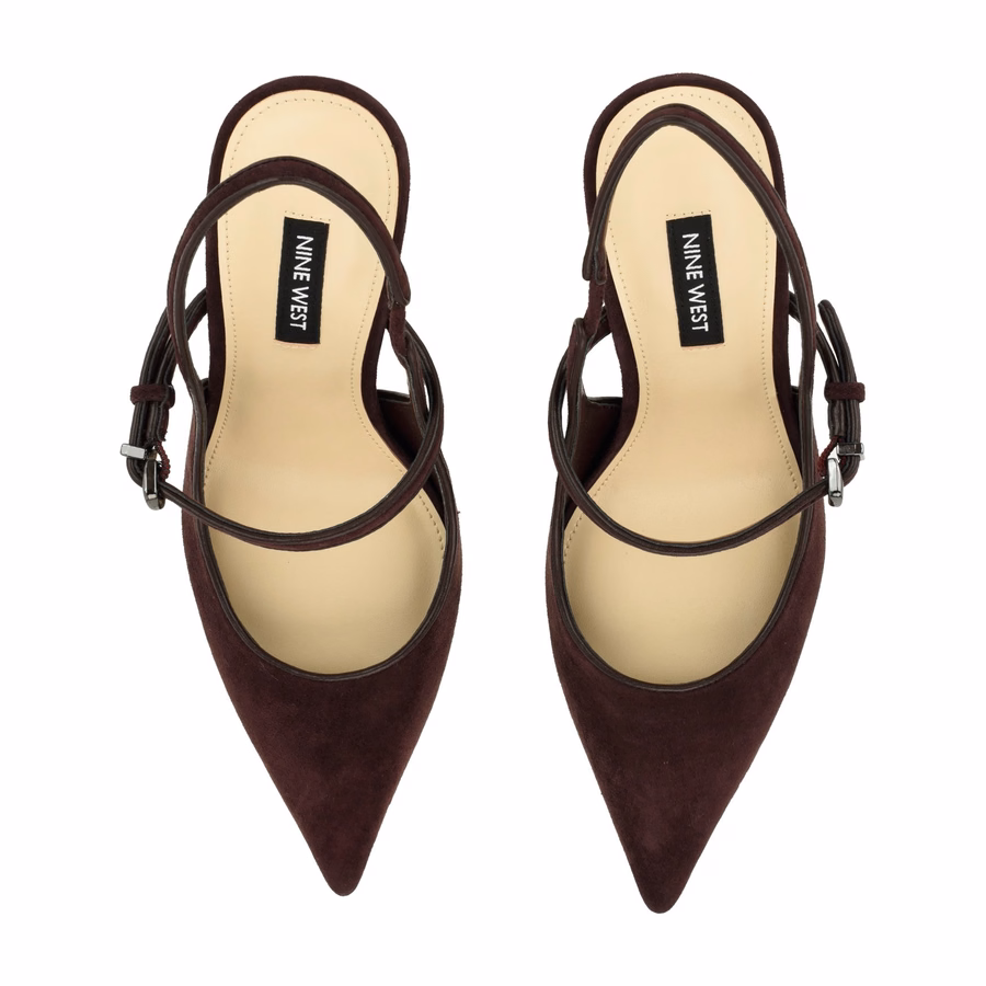 Amelap Mary Jane Slingback-Pumps Aus Leder – Burgunderrotes Wildleder