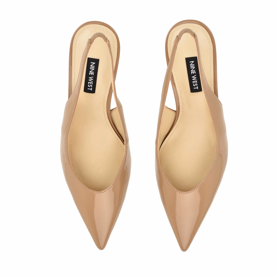 Cassy Slingback-Pumps Mit Kitten-Heel – Naturlack