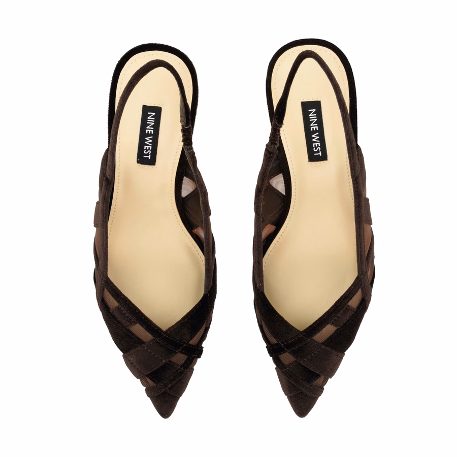 Elite Slingback-Pumps – Dunkelbrauner Samt