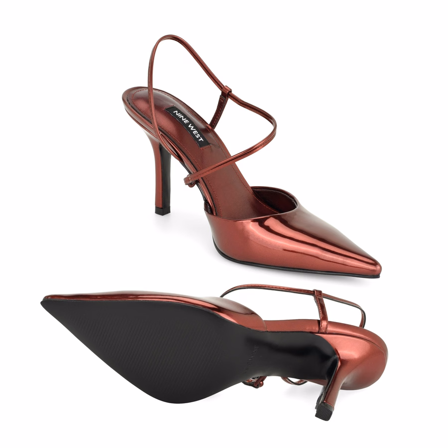 Galora Slingback-Pumps – Burgunderrot Metallic