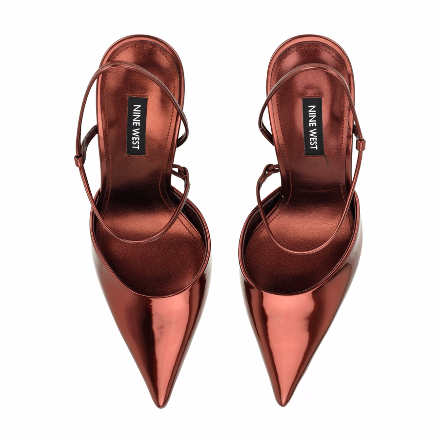 Galora Slingback-Pumps – Burgunderrot Metallic