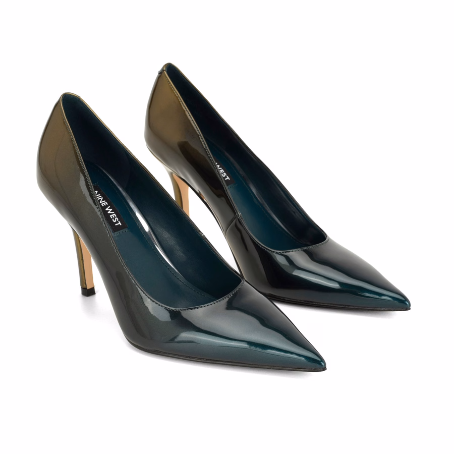 Gemmha Pumps Mit Spitzer Zehenpartie – DunkelgrüNer Ombré-Lackleder