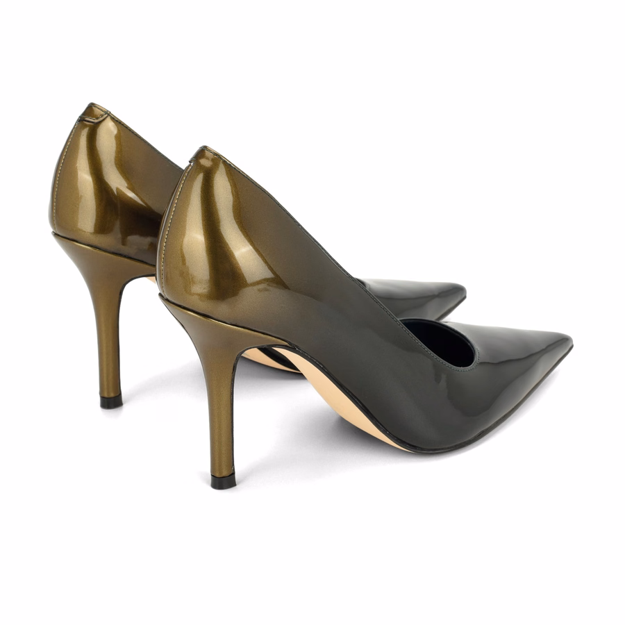 Gemmha Pumps Mit Spitzer Zehenpartie – DunkelgrüNer Ombré-Lackleder