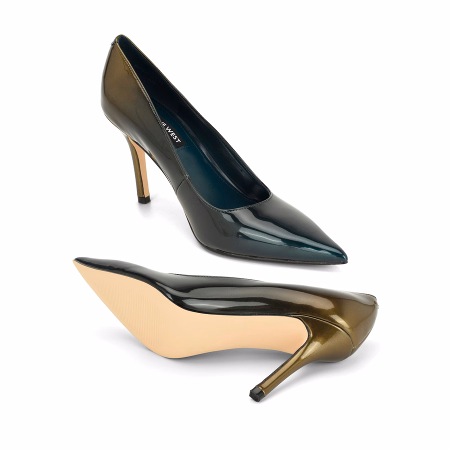 Gemmha Pumps Mit Spitzer Zehenpartie – DunkelgrüNer Ombré-Lackleder