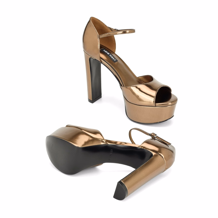 Casidee Peep-Toe-Plateaupumps – Bronze
