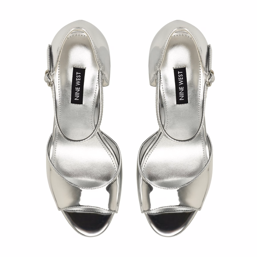 Casidee Peep-Toe-Plateaupumps – Silber