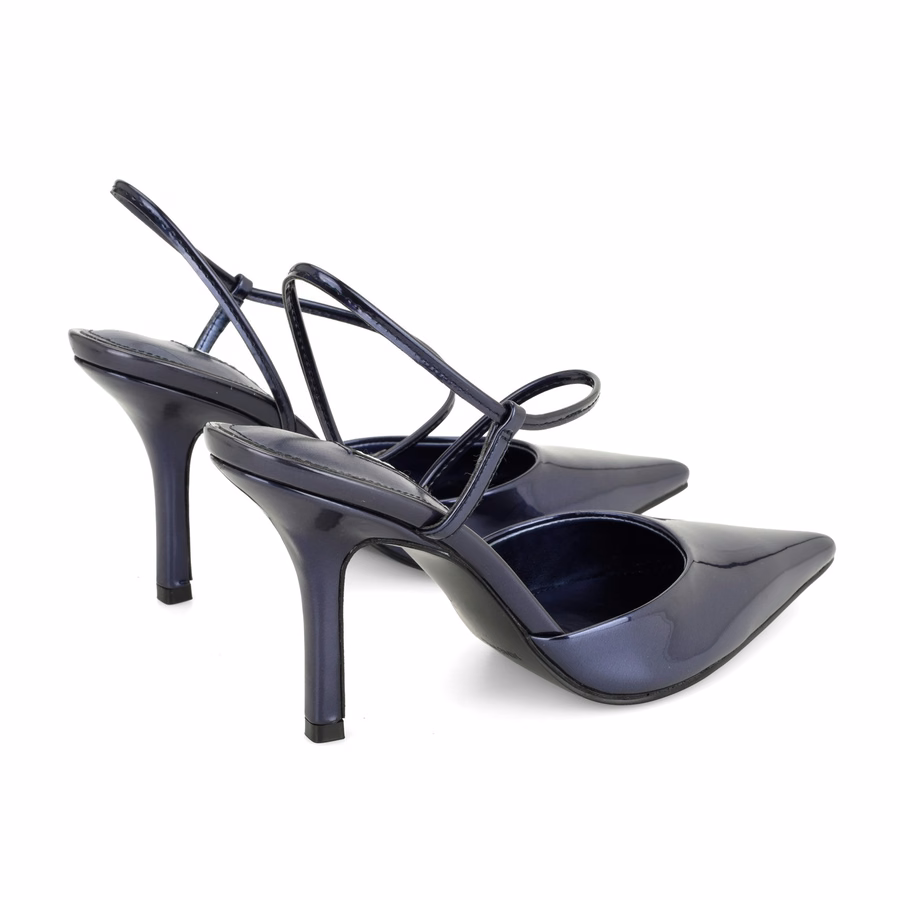 Galora Slingback-Pumps – Marineblau-Metallic