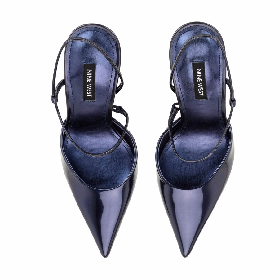 Galora Slingback-Pumps – Marineblau-Metallic