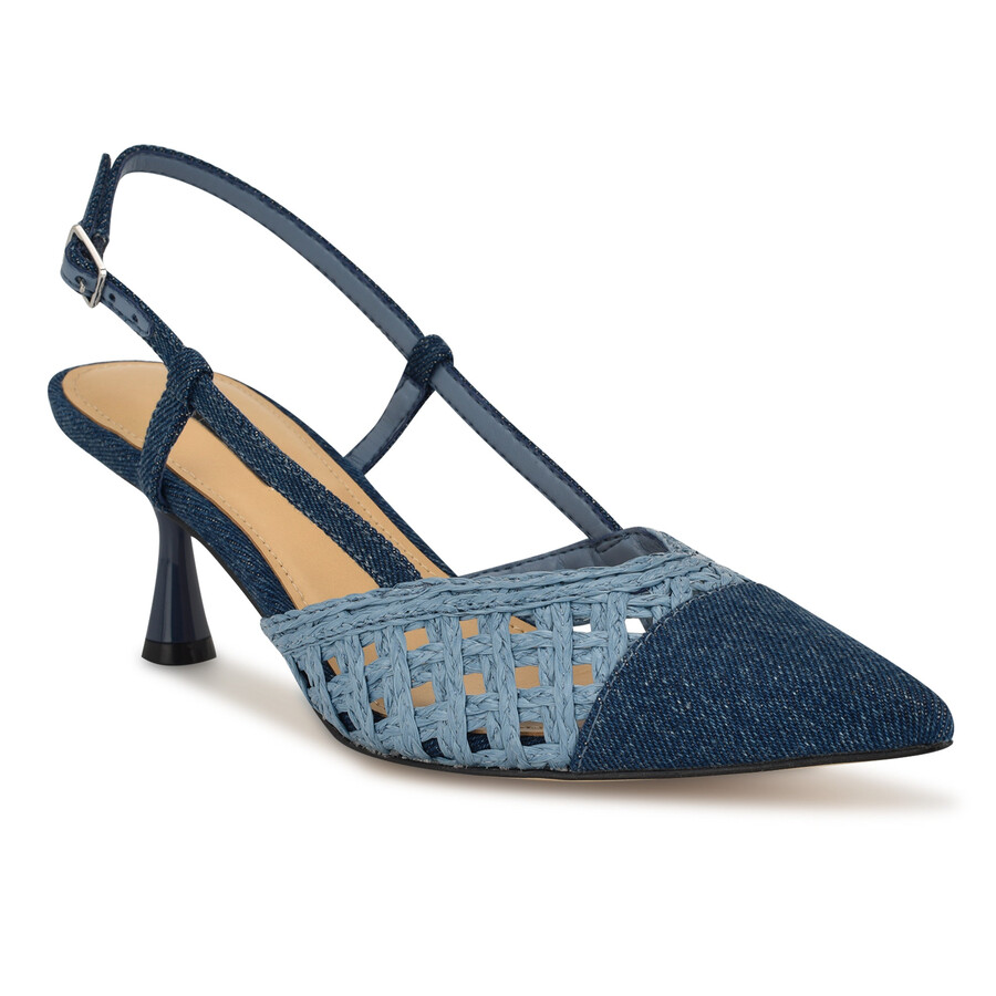railen slingbacks mit gewebter kappe