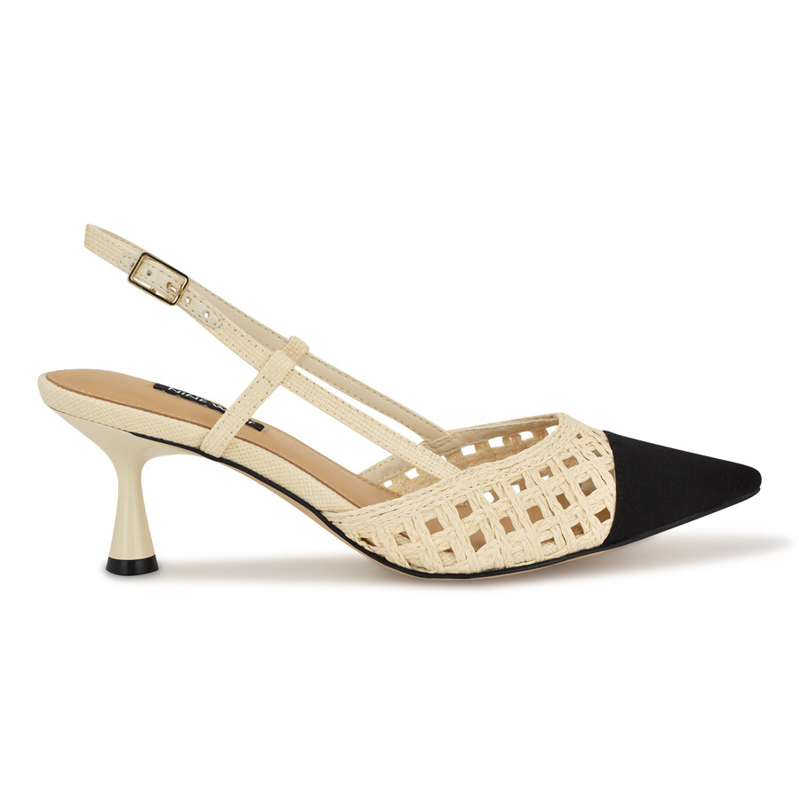 railen slingbacks mit gewebter kappe