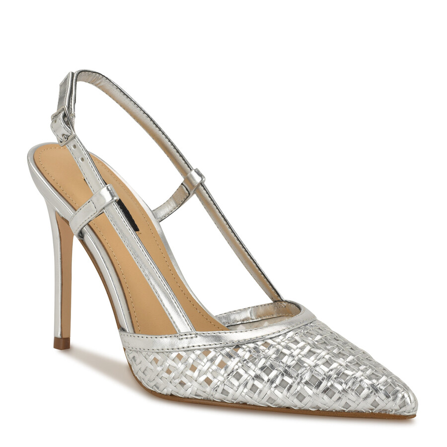 floree gewebte slingback-pumps