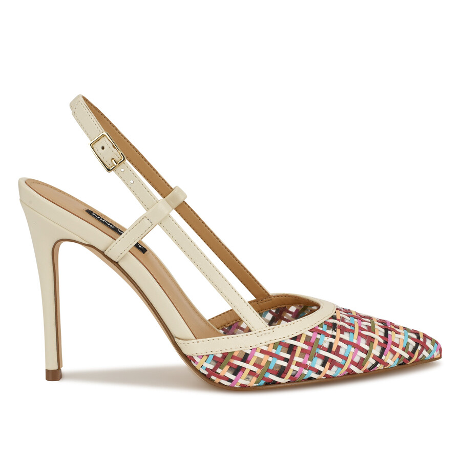 floree gewebte slingback-pumps
