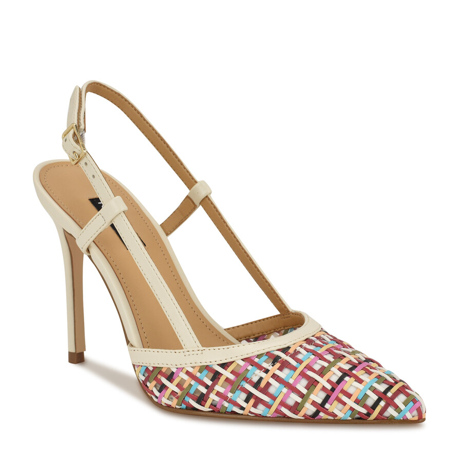 floree gewebte slingback-pumps